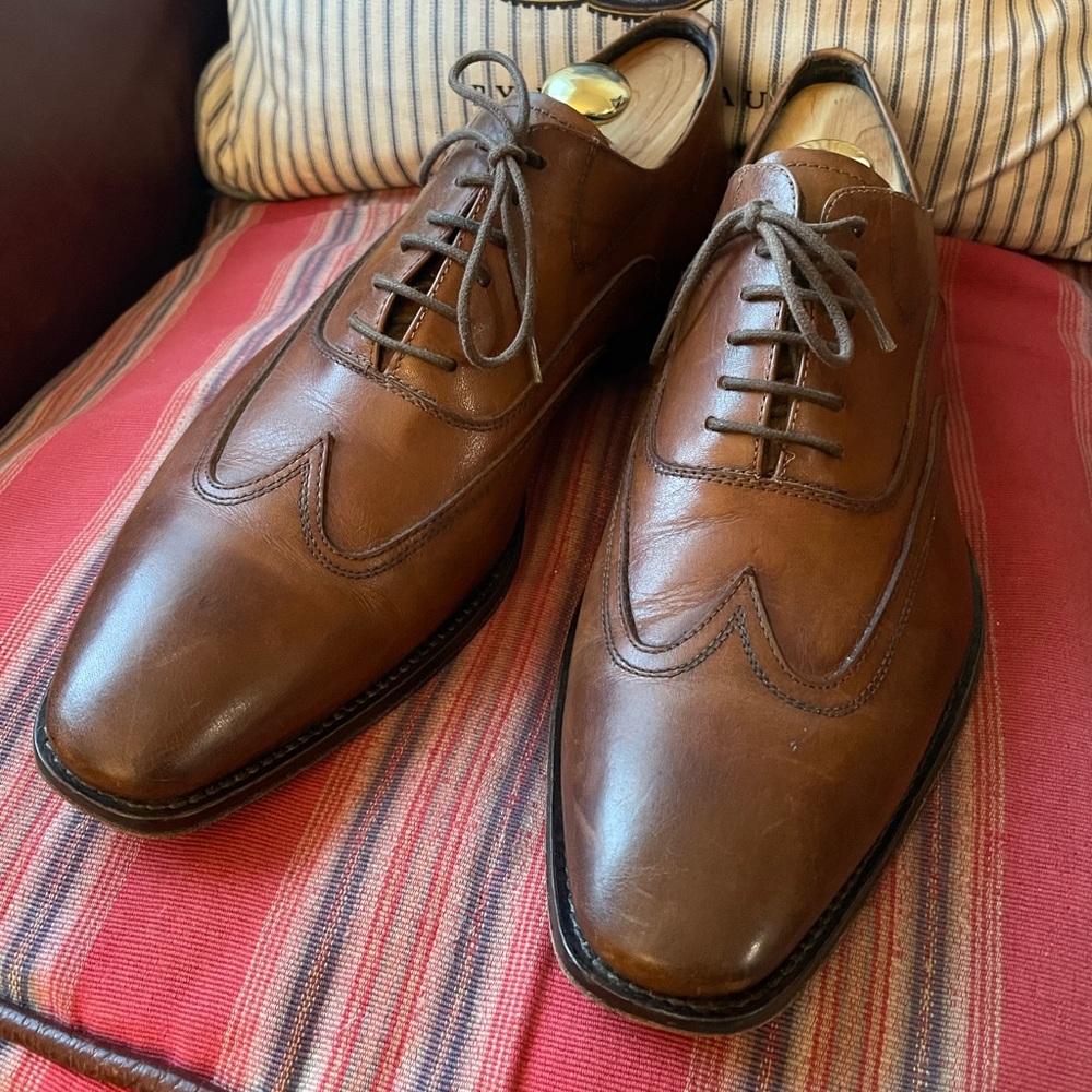To Boot New York Made in Italy Rare Plain Leather Wingtip in Brown Size 10 $395